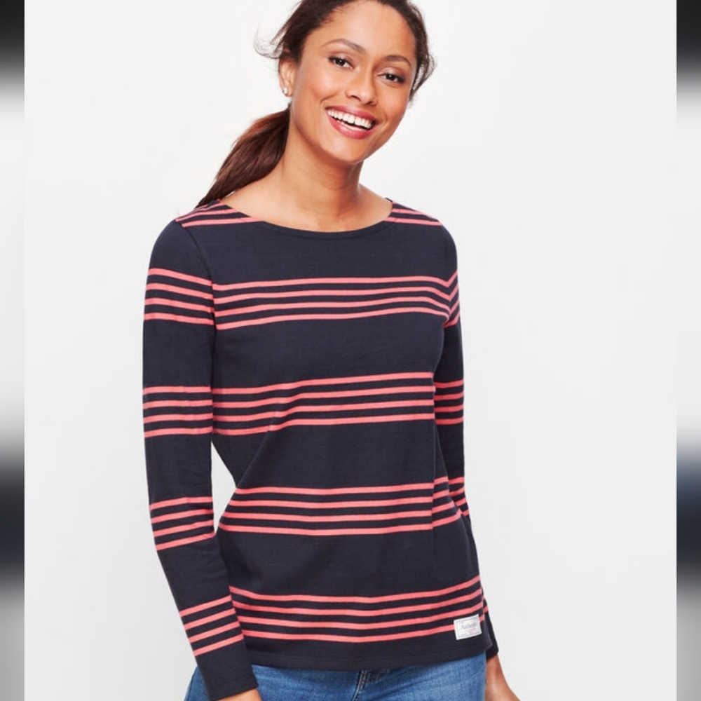 *SALE* Talbots Striped Navy & Pink Long Sleeve Top